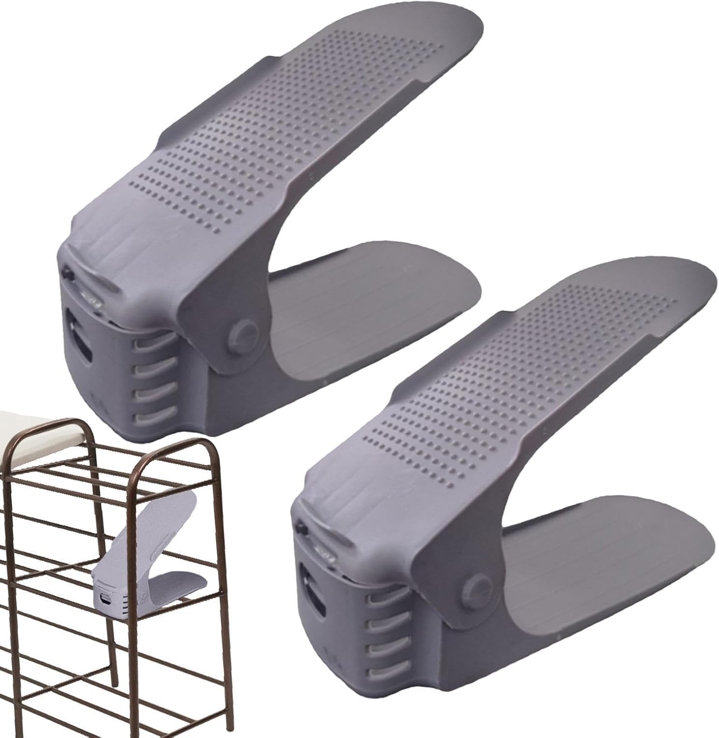 Organizador de ranuras para zapatos, apilador de zapatos ajustable, 4 piezas de ahorro de espacio para zapatos, soporte para zapatos de doble
