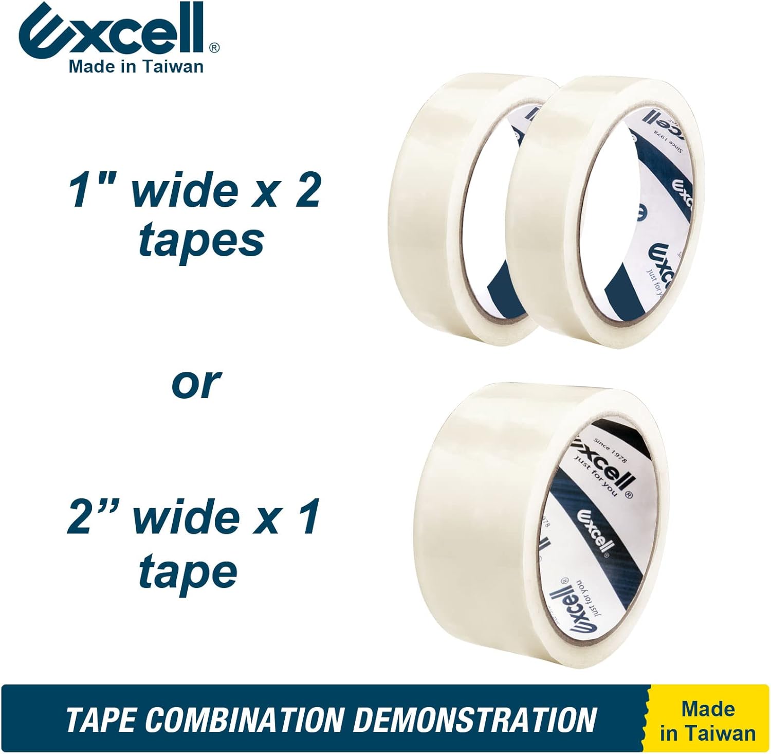 Excell Dispensador de cinta de escritorio de acero resistente (2 pulgadas de ancho) con cubierta de hoja de seguridad, dispensador superior de