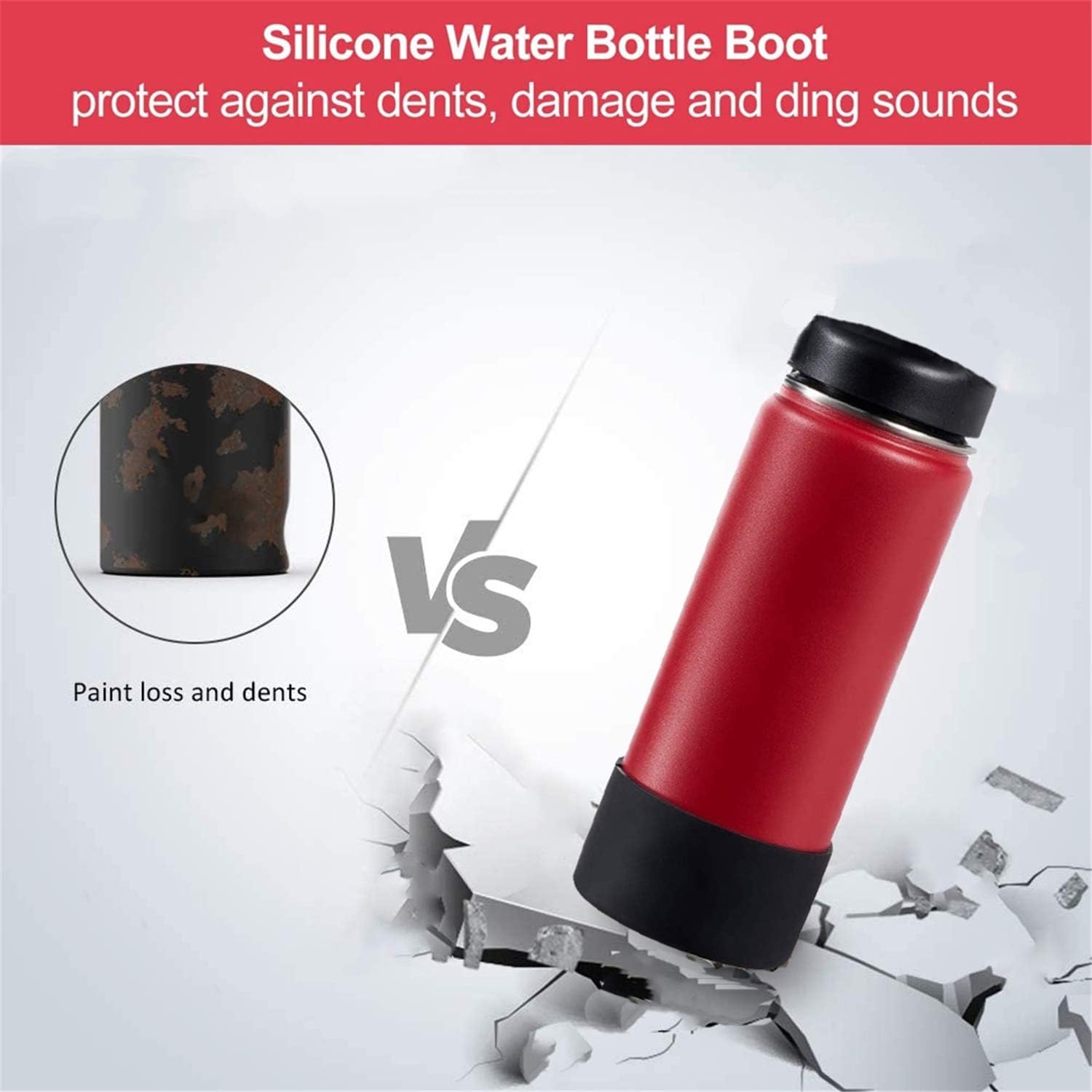 FLYOGA Bota protectora de silicona para Hydro Flask de 12 a 40 onzas estándar y de boca ancha, funda inferior antideslizante sin BPA para botella de