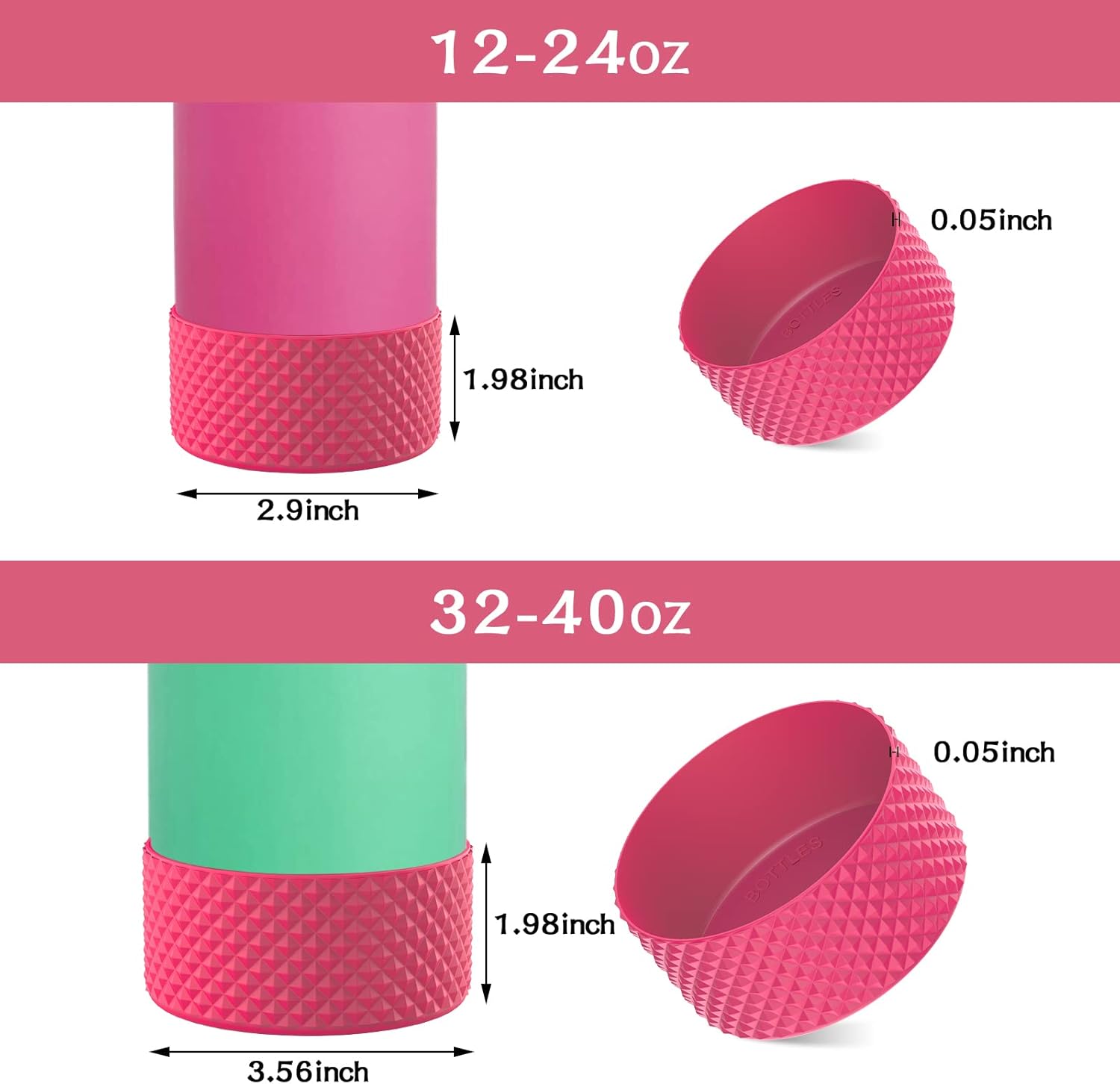 WUQID Bota para botella de agua, bota de silicona de diamante compatible con vaso Stanleyy de 20 a 40 onzas y botella Hydroo Flask de 12 a 24 onzas,