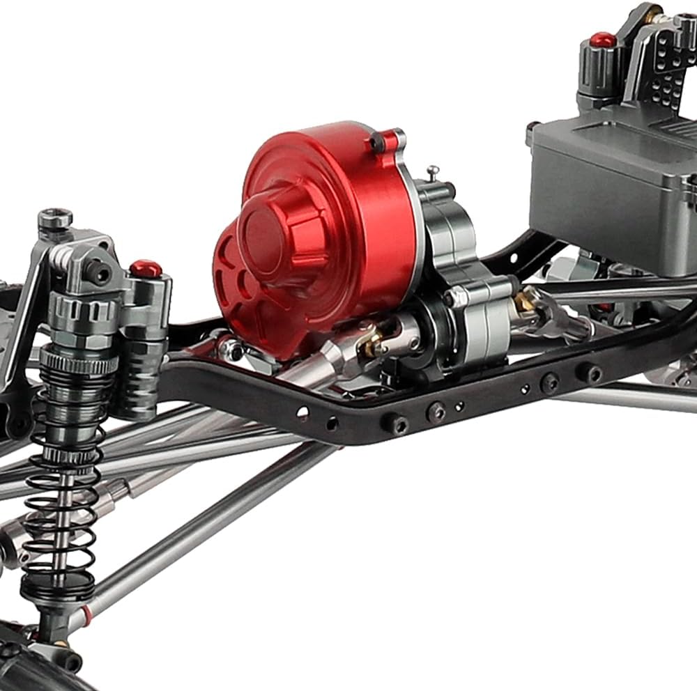 Juego de marcos de chasis de 17.717 in de distancia entre ejes de 6 x 6 con transmisión frontal, medio trasero, eje completo para 110 RC Crawler Car
