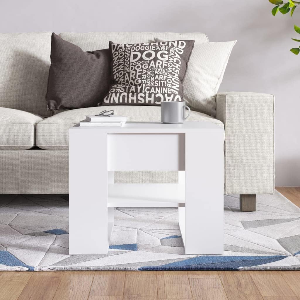 Mesa auxiliar, armario de almacenamiento, mesa de café, mesa de café adecuada para sala de estar, oficina, balcón, estudio blanco 21.9 x 21.7 x 17.7