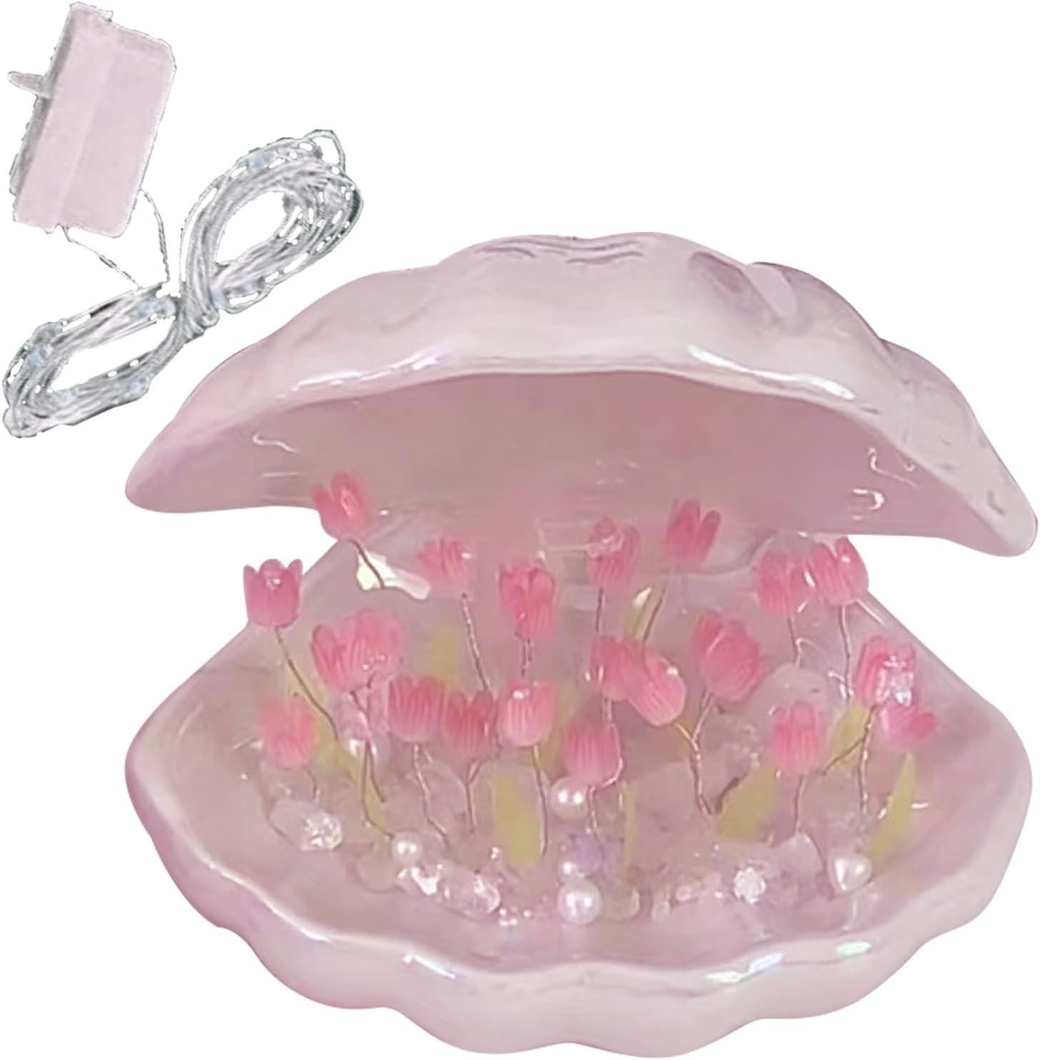 BestAlice Luz nocturna de tulipán DIY, lámpara de flor de tulipán hecha a mano, lámpara de mesa de dormir de flores de simulación, luz LED romántica