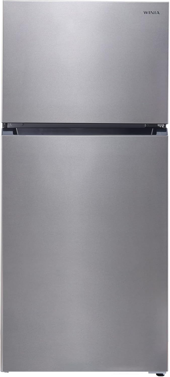 Winia Refrigerador congelador superior de 18 pies cúbicos con máquina de hielo – Acero inoxidable
