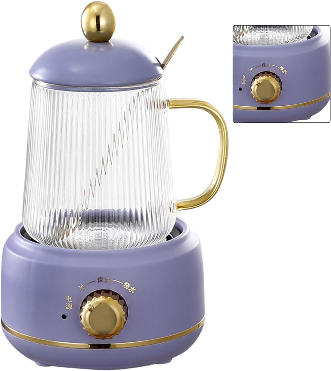 Fdit Hervidor eléctrico de 15.2 fl oz, taza de estofado eléctrico de calor uniforme para oficina para té (15.2 fl oz)