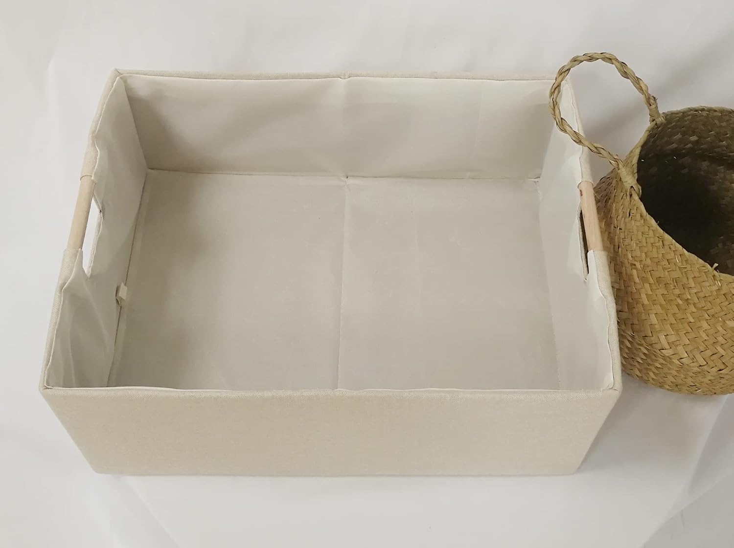 Contenedores de almacenamiento para estantes, cestas rectangulares de armario, caja plegable con asas, cajas de almacenamiento grises para el hogar,