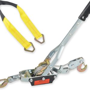 Cable de acero resistente de 4 toneladas de 2 ganchos, extractor de potencia de doble engranaje que viene con una herramienta de trinquete de Cable de acero resistente de 4 toneladas de 2 ganchos, extractor de potencia de doble engranaje que viene con una herramienta de trinquete de