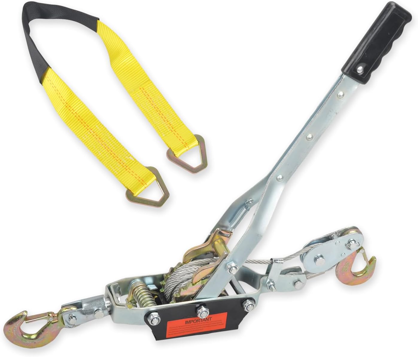 Cable de acero resistente de 4 toneladas de 2 ganchos, extractor de potencia de doble engranaje que viene con una herramienta de trinquete de