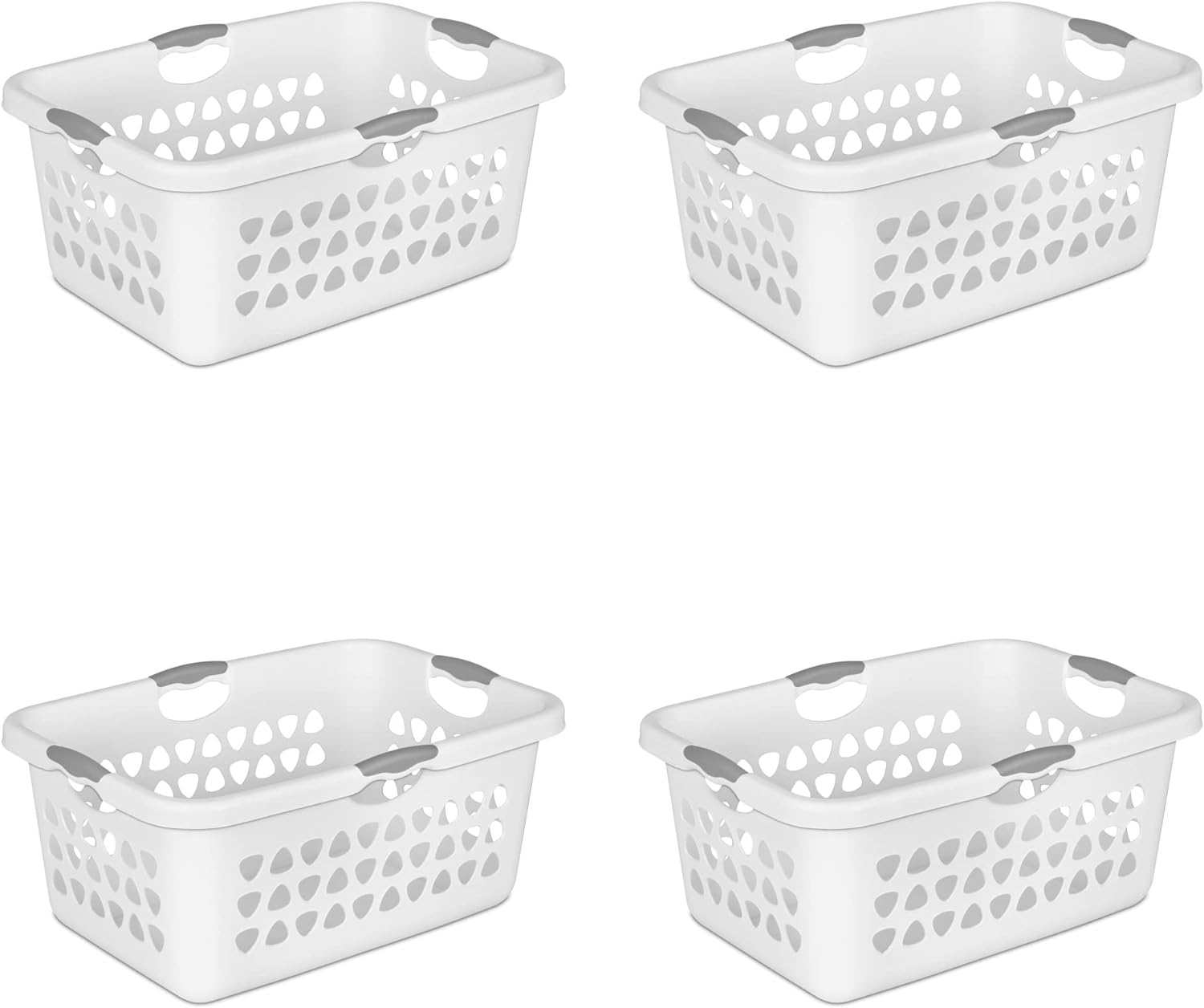 Bushel Ultra – Cesta para ropa sucia (plástico, 4 unidades), color blanco