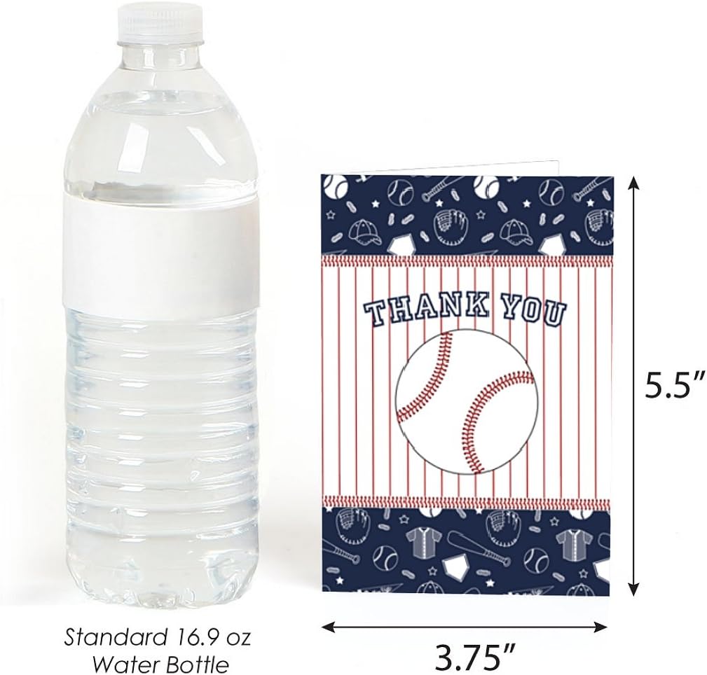 Big Dot of Happiness Batter Up – Tarjetas de agradecimiento para baby shower o fiesta de cumpleaños (8 unidades)