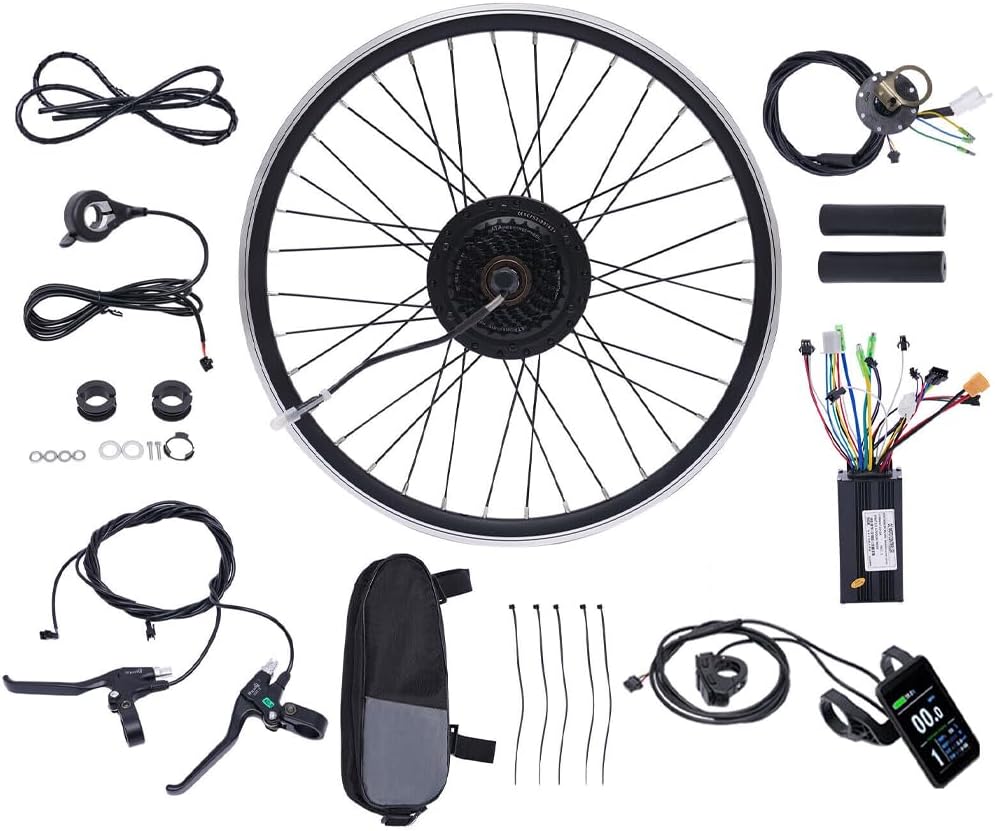 Kit de conversión de bicicleta eléctrica de 24 pulgadas, rueda delantera y trasera, kit de conversión de motor de bicicleta eléctrica de 36 V 500 W,