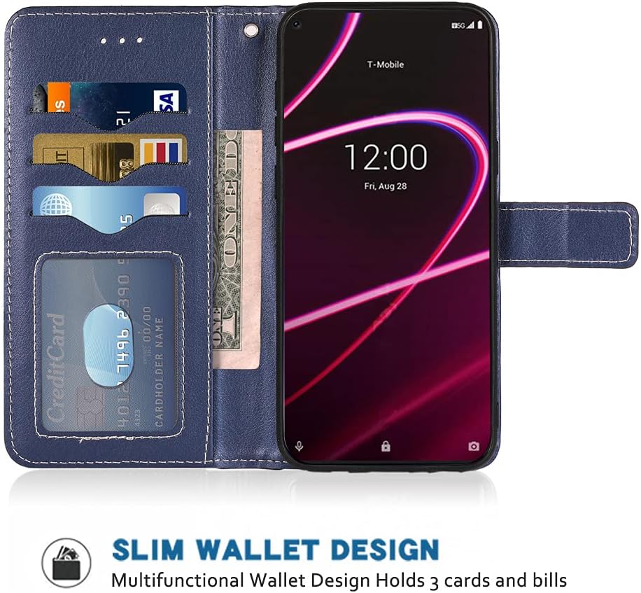 Compatible con T-Mobile Revvl 4 – Funda tipo cartera con correa para la muñeca, soporte para tarjetas, accesorios celulares, fundas para teléfono