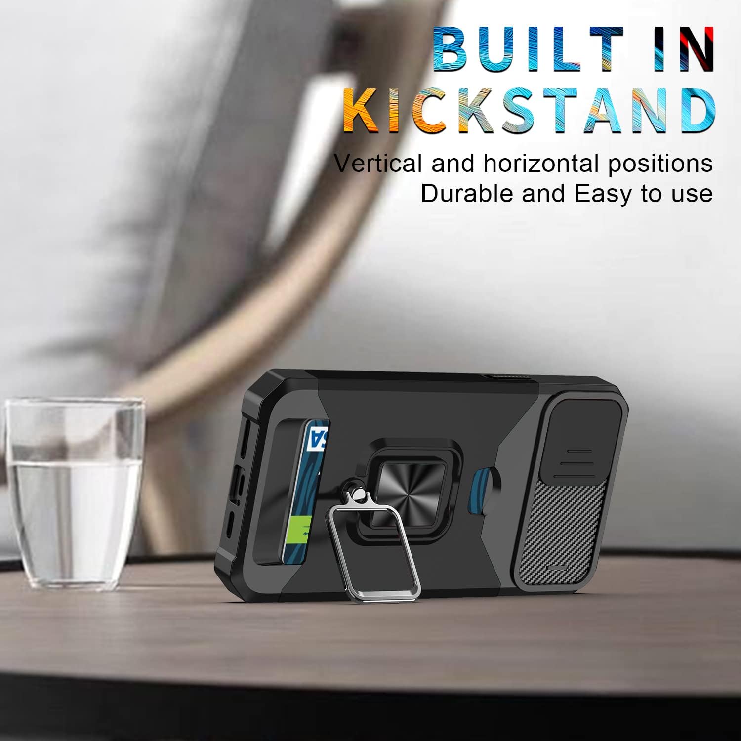 Asuwish Funda compatible con iPhone 15 Pro Max de 6.7 pulgadas y protector de pantalla de vidrio templado, tarjetero y anillo para teléfono celular