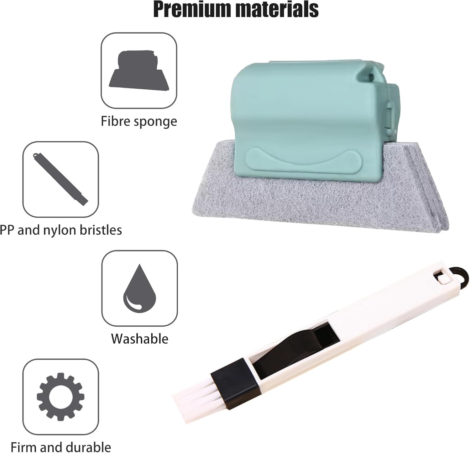 Juego de herramientas de limpieza de ranura de ventana, pequeño cepillo multiusos con recogedor, almohadilla mágica para fregar con 10 esponjas de