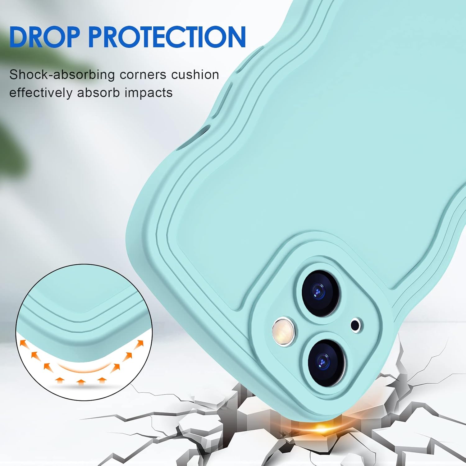 Anuck Funda para iPhone 15, diseño de marco rizado para mujeres y niñas, bonita funda de teléfono estética de color liso, suave, flexible, TPU a