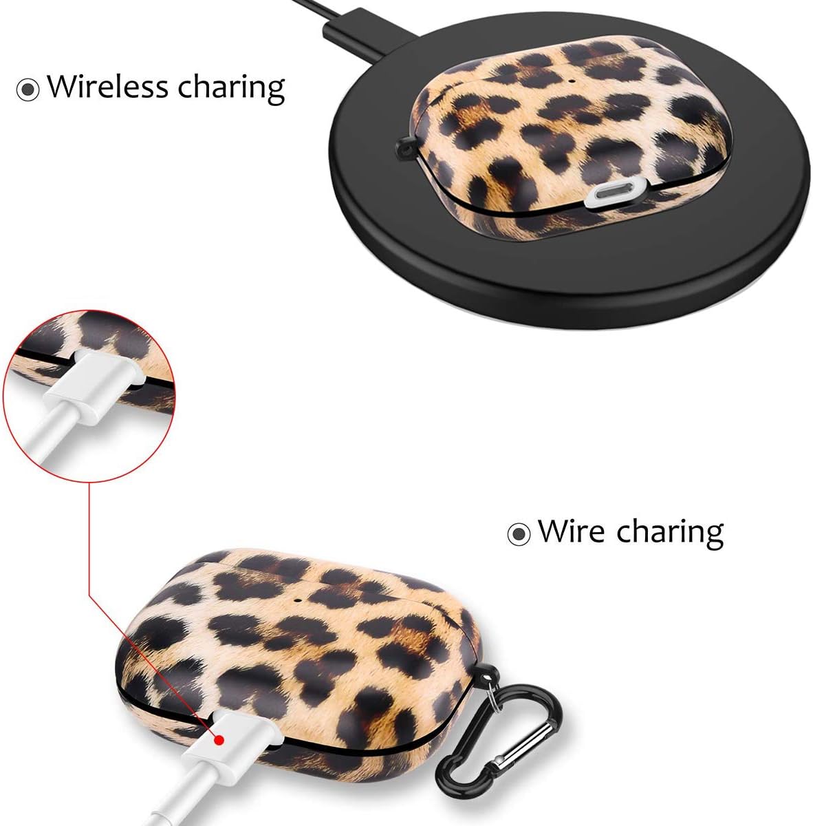 Funda para Airpods Pro  LitoDream Lindo Elegante Funda protectora de piel portátil y a prueba de golpes para mujeres y hombres con llavero para