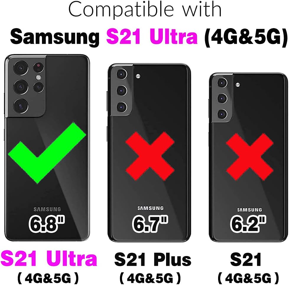 Asuwish Funda de teléfono para Samsung Galaxy S21 Ultra 5G Funda tipo cartera con protector de pantalla y soporte para anillo para tarjeta de