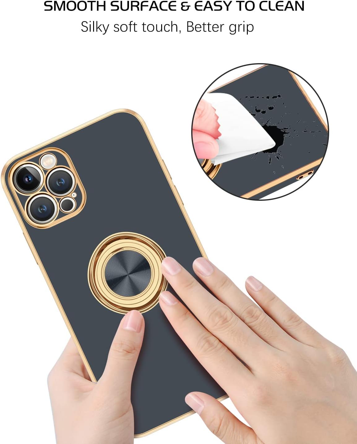 BENTOBEN Funda para iPhone 13 Pro Max, ajuste delgado, soporte de anillo de 360, a prueba de golpes, soporte magnético para automóvil, soporte de