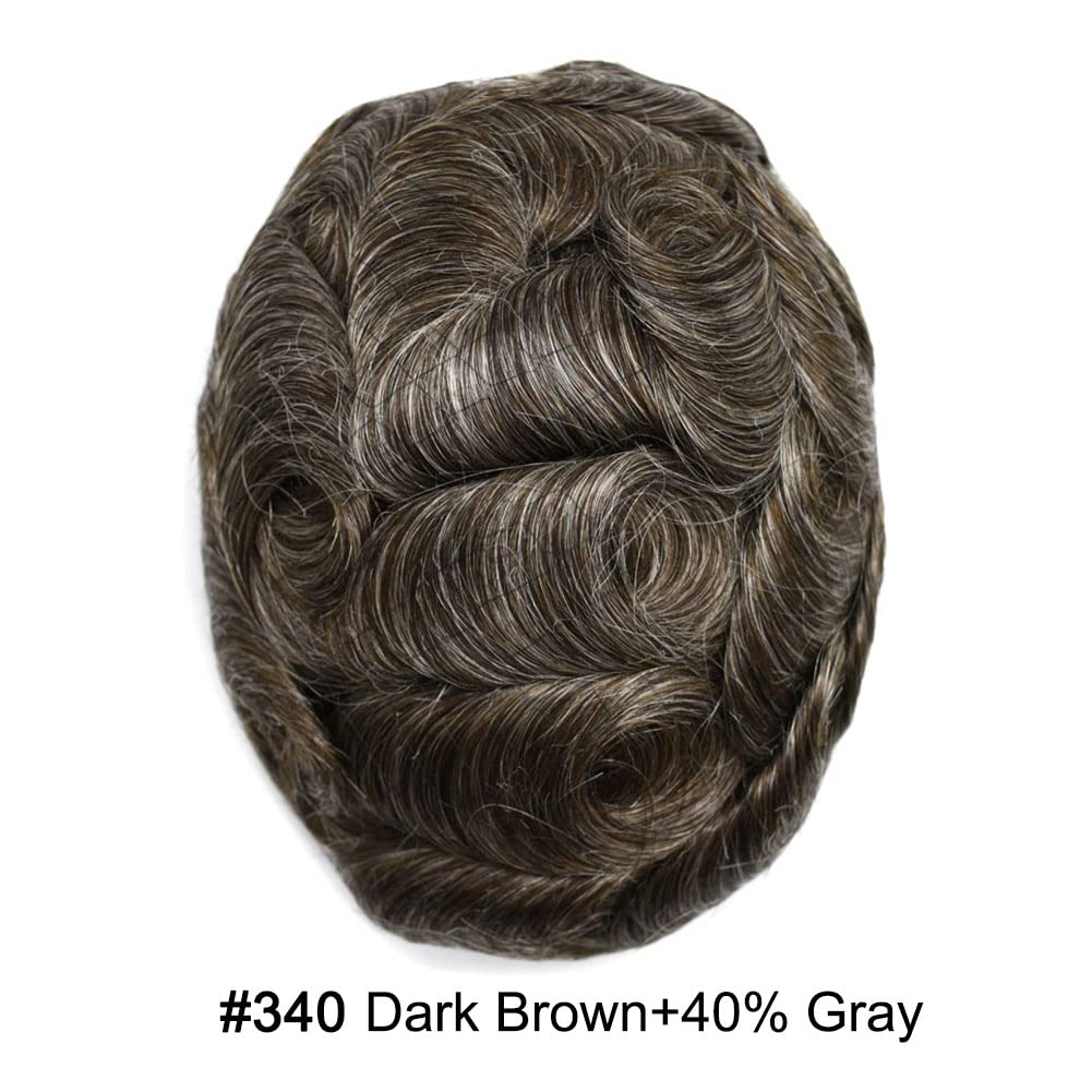 RESHE Toupee – Sistema de cabello humano de repuesto duradero para hombre, extensiones de pelo suave y fino, para hombres, 8 x 10 pulgadas, unidad