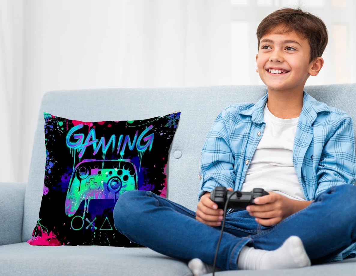 Almohadas para videojuegos, fundas de almohada de 18 x 18 pulgadas, decoración de sala de juegos, decoración de sala de juegos, funda de almohada