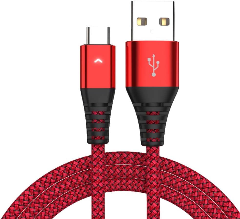 IFLASH Paquete de 2 Cable USB tipo C trenzado de nailon, USB A 2.0 a USB-C, cable de carga rápida para Samsung Galaxy S10 S9 S8 Plus Note 9 8, Moto