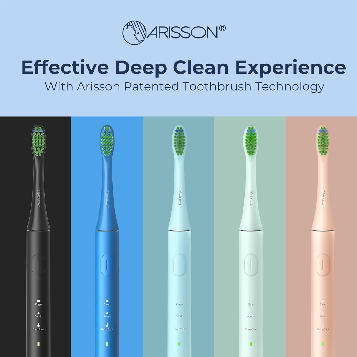 ARISSON Cepillo de dientes eléctrico Sonic para adultos y niños con 4 cabezales de cepillo, carga rápida tipo C, cepillo de dientes para dentaduras,