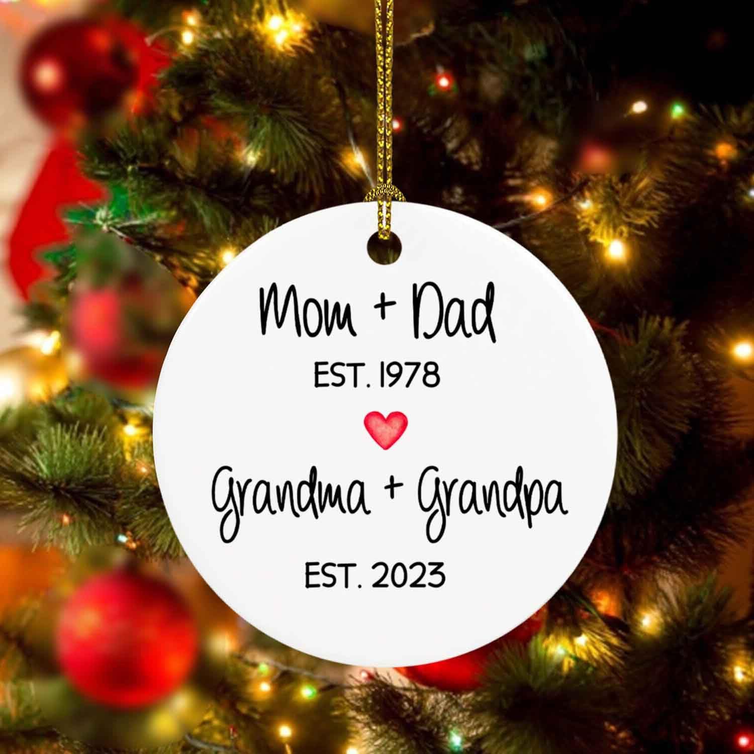 Adorno de Navidad para mamá y papá, abuela y abuelo, adorno personalizado para abuelos nuevos, regalo de recuerdo familiar personalizado para el
