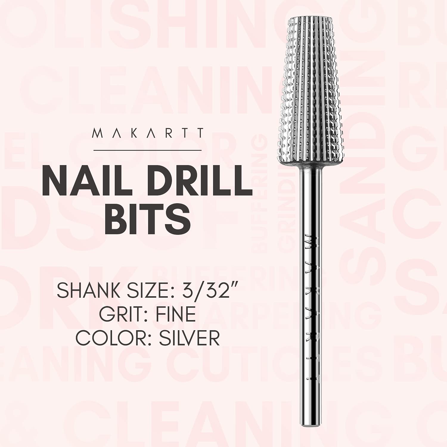 Makartt Brocas de uñas 5 en 1, vástago de 332 pulgadas, brocas cónicas de carburo de tungsteno para uñas, eliminación rápida de uñas acrílicas,