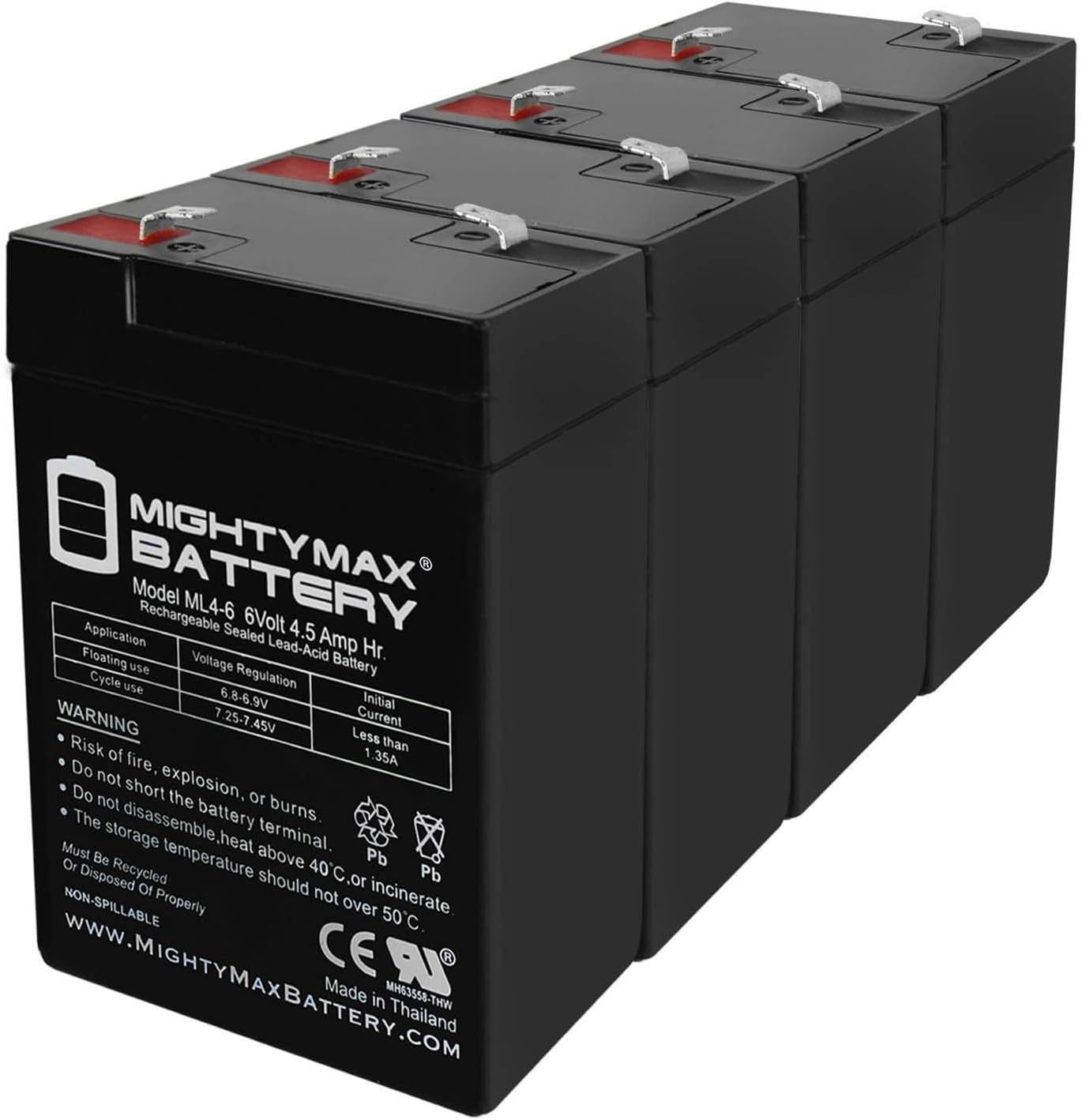 Mighty Max Battery Reemplazo de 6V 4.5Ah para batería UPS para APC RBC1-4 Pack