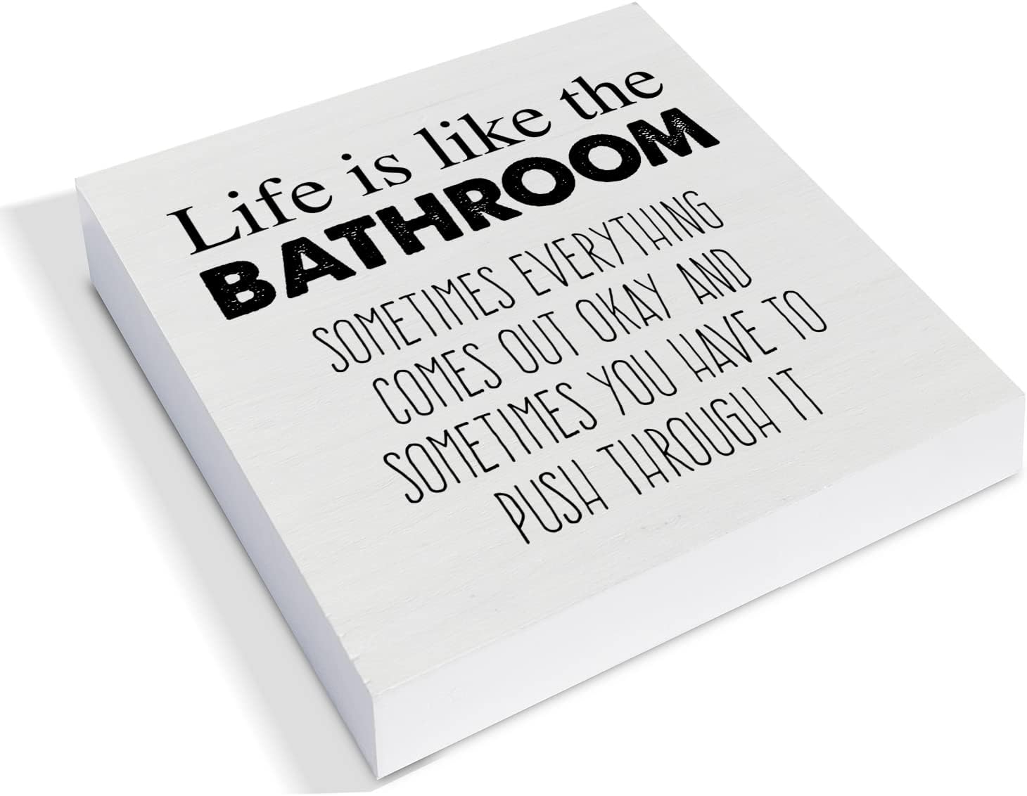 Cartel de madera con texto en inglés “Country Life Is Like the Bath” para decoración de escritorio, humor, baño, caja de madera, letrero de bloque