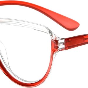 Eyekepper Gafas para mujer leyendo marco grande – Lectores de diseño de media luna para mujer de gran tamaño, TransparenteRojo Eyekepper Gafas para mujer leyendo marco grande – Lectores de diseño de media luna para mujer de gran tamaño, TransparenteRojo