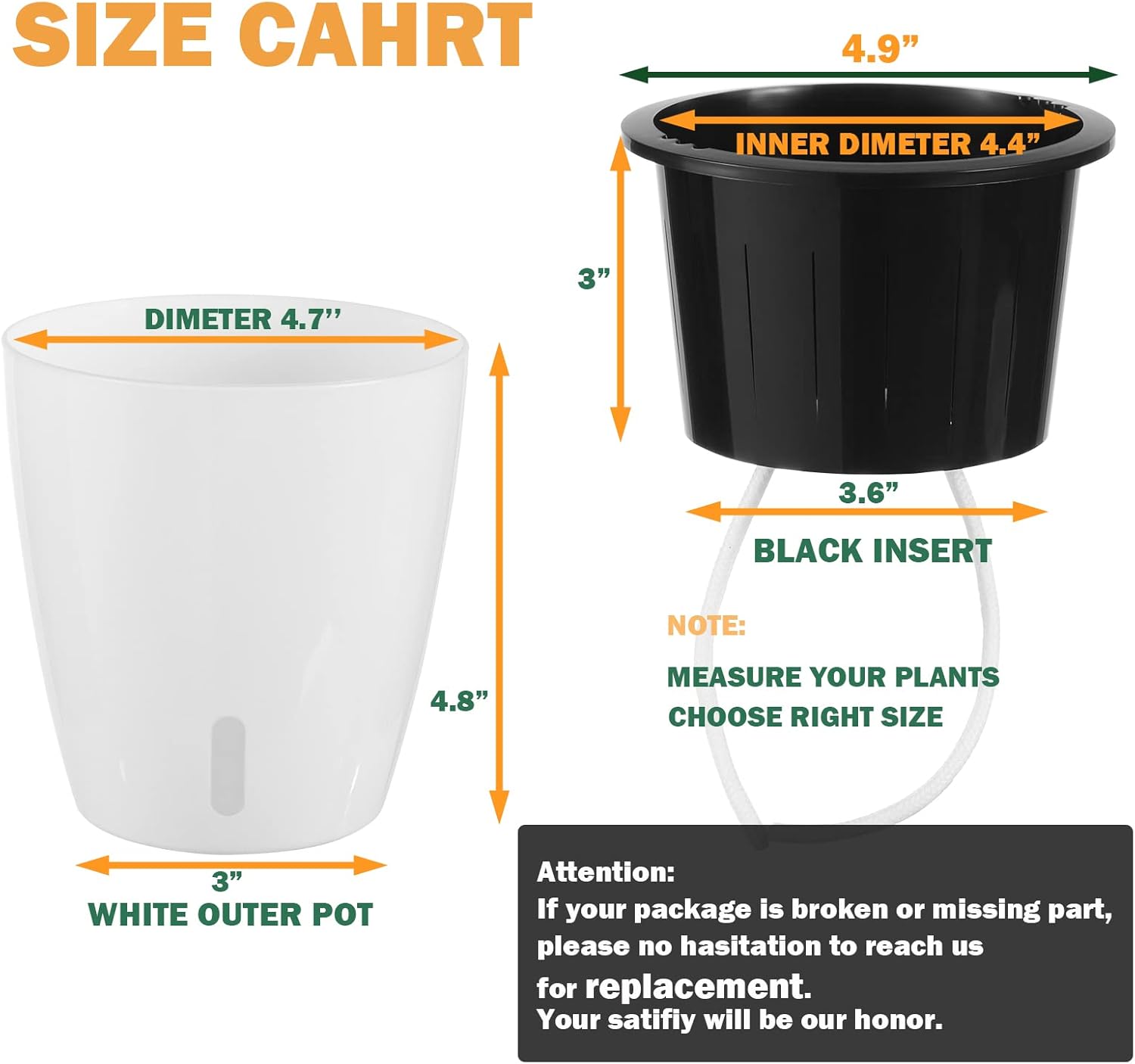 Paquete de 10 macetas de riego automático de 5 pulgadas para plantas de interior con indicador de agua, macetas de violeta africana con maceta de