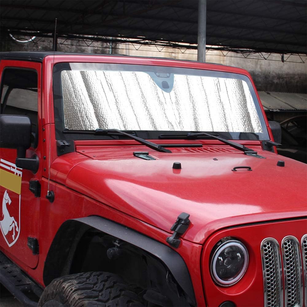 Winunite Parasol para parabrisas compatible con Jeep Wrangler TJ JK JKU 24 puertas 1997-2017  Protector térmico para ventana delantera de automóvil,