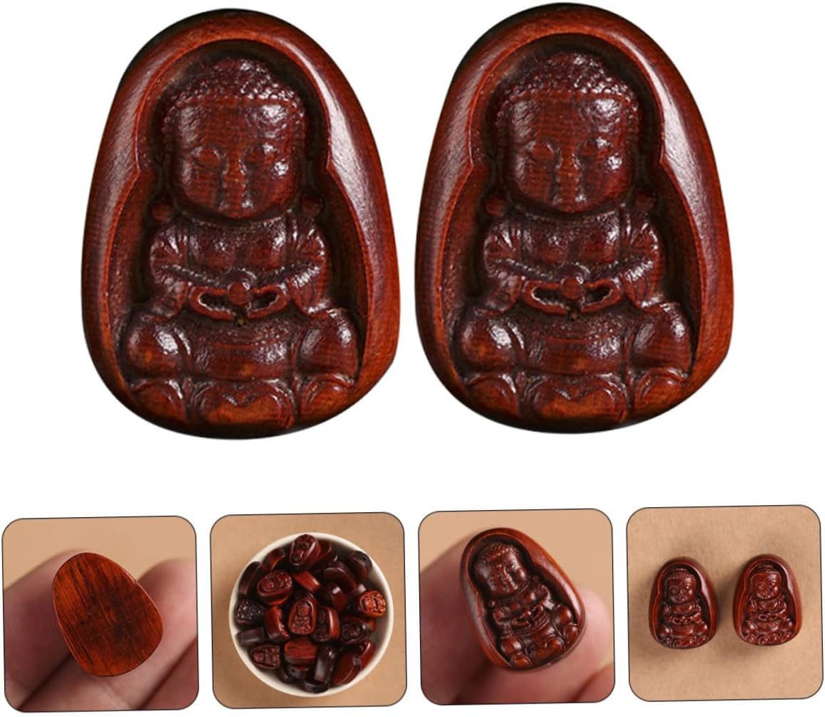 Abaodam 10 piezas de palisandro bebé Buda DIY llave colgante monje llavero llavero accesorios de la suerte figuras Buddha colgante encanto Buda