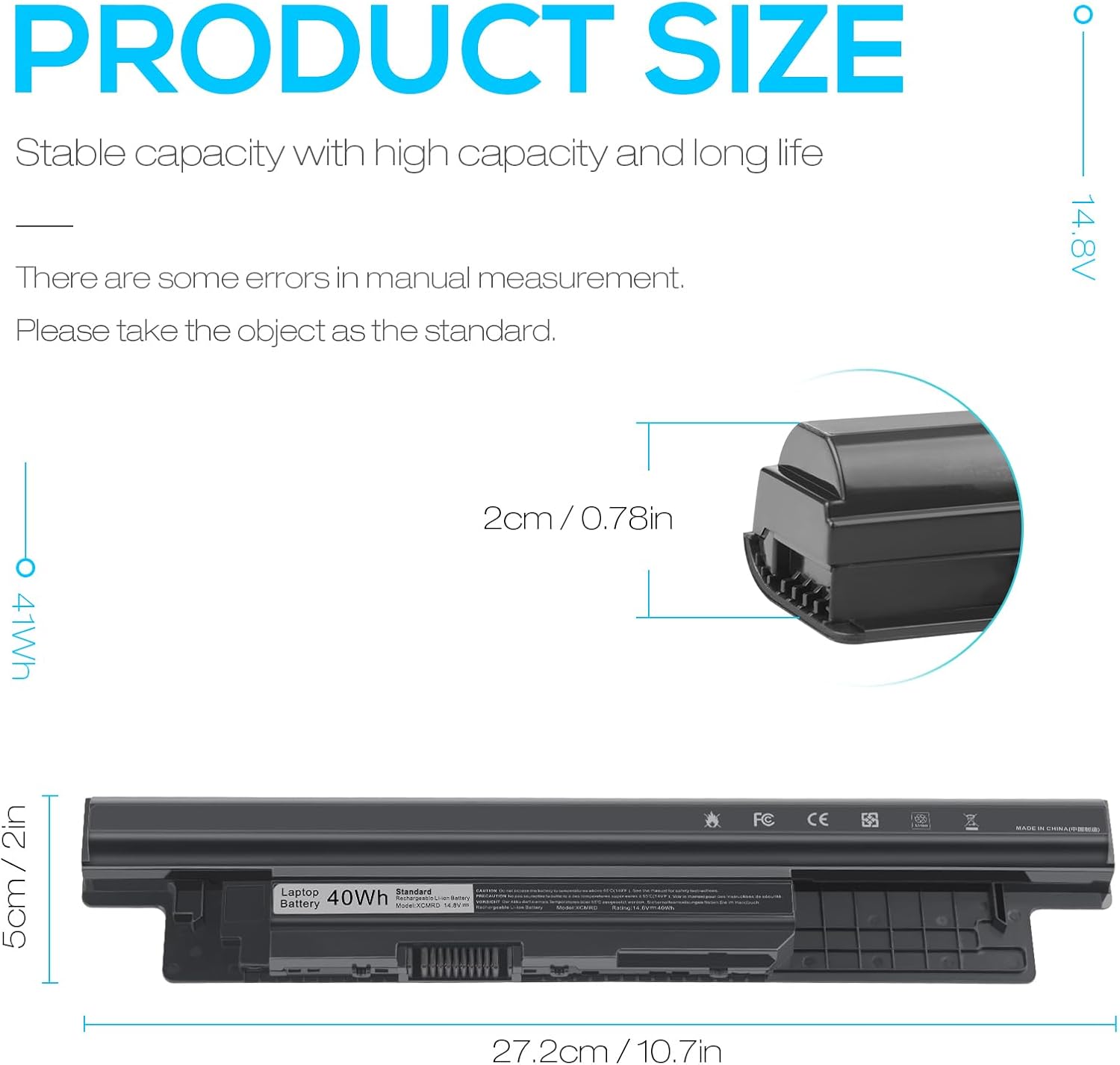 Fancy Buying Batería recargable XCMRD de 40 Wh para Dell Inspiron 3421 5421 3521 5521 3721 5721 14 15 17 N121y Mr90y, 3000 15-3521 15-3537 15-3541