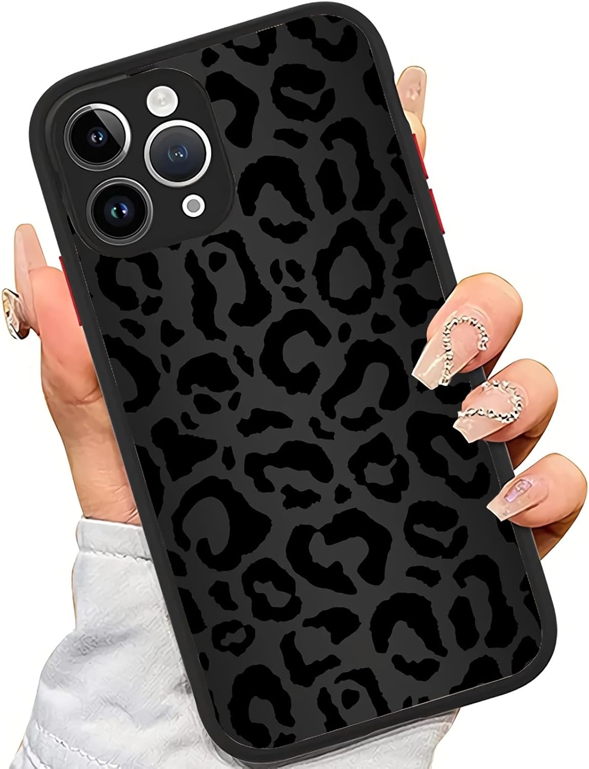 Funda compatible con iPhone 13 (2021) de 6.1 pulgadas, piel de animal de guepardo y leopardo negro, funda protectora delgada y suave de TPU negro +