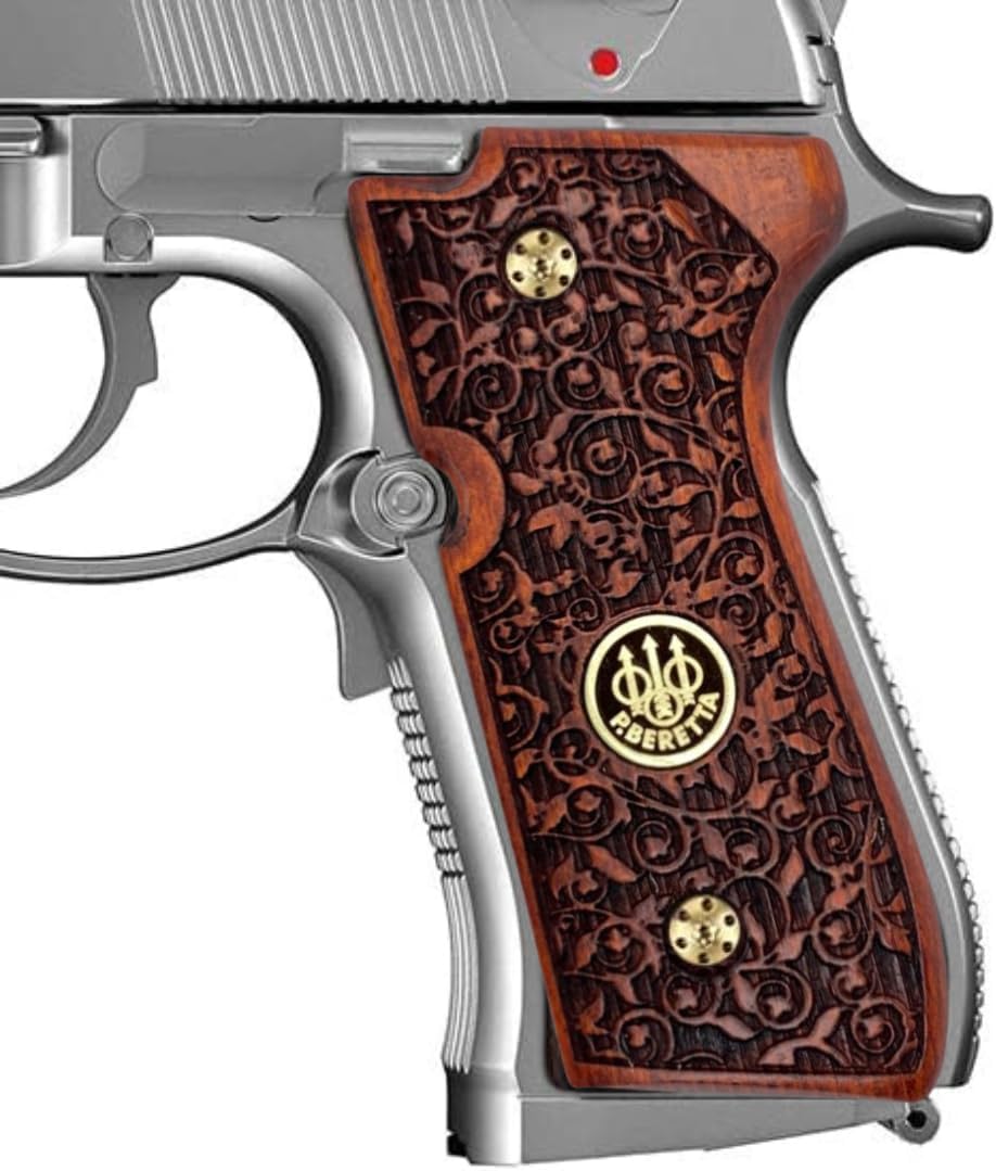 Puños de madera para Beretta 92FS, 92, 92F, 92A1, 92FS INOX, 92G, 92D, 96, 96D, 96A1, M9, M9A1 Cachas para 0.354 in Beretta 92FS