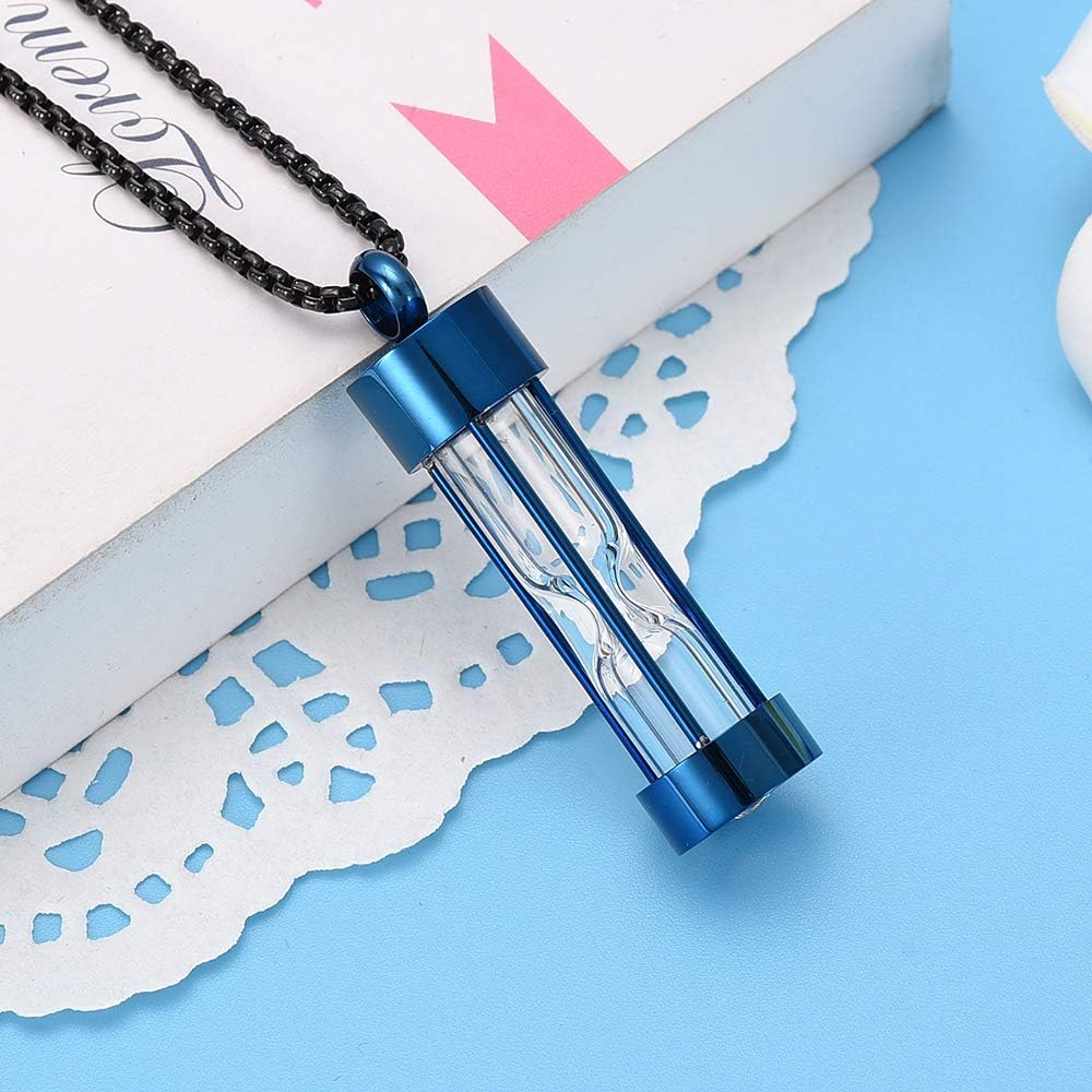Oinsi Eternity Memory – Collar de urna de reloj de arena para cremación, colgantes de joyería para mujeres y hombres, caja de regalo + kits de
