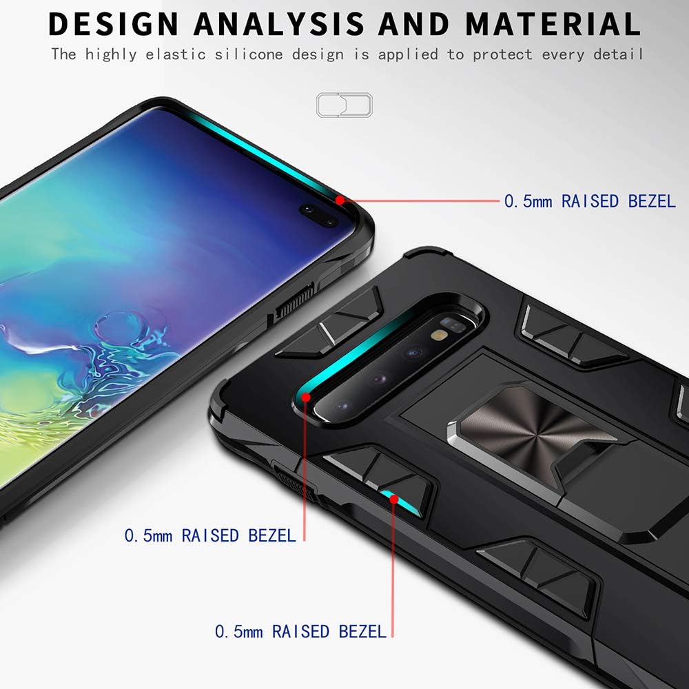 Funda Samsung Galaxy S10 Plus para Samsung Galaxy S10+ de grado militar, funda con función atril incorporada, armadura, resistente, a prueba de