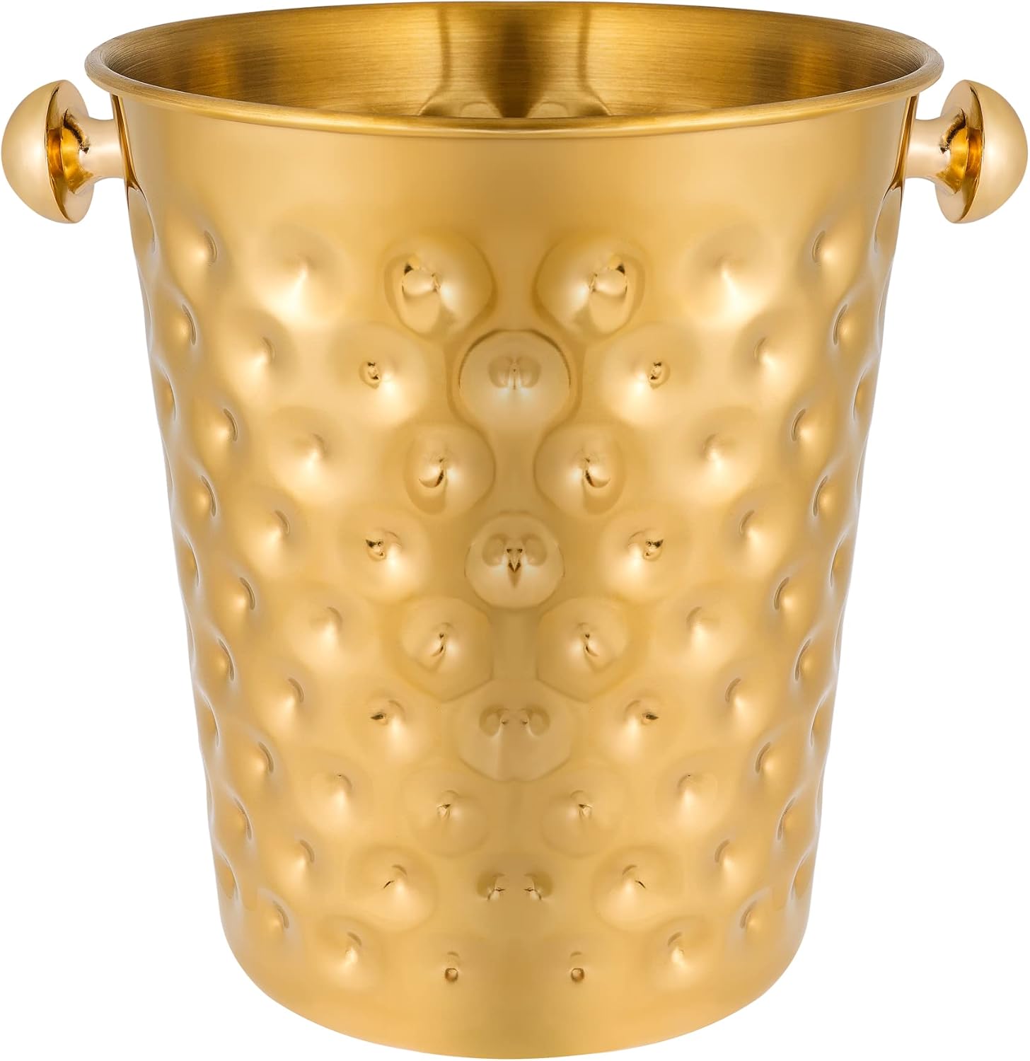 Cubo de metal dorado champán de 5 cuartos de galón, cubo de hielo de acero inoxidable con acabado de espejo martillado para fiestas, bodas,