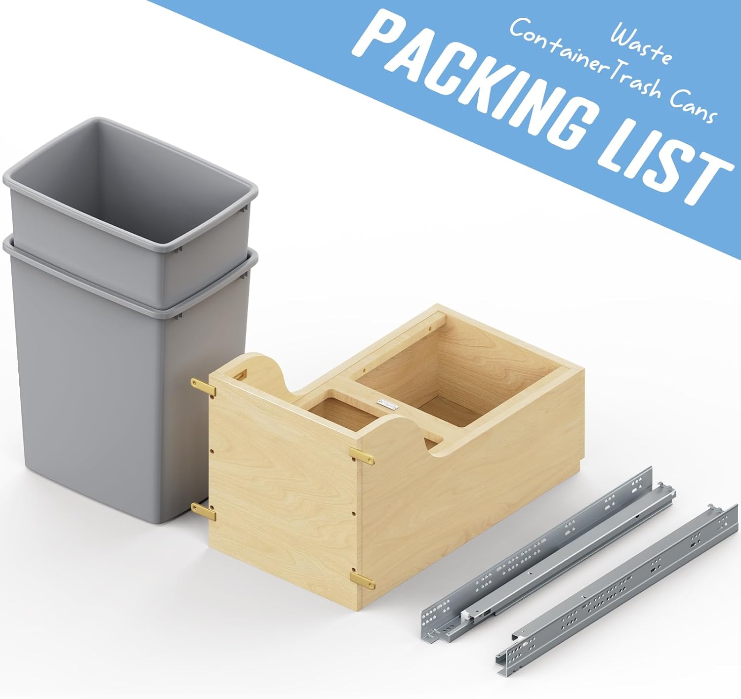 ROOMTEC Cubo de basura extraíble doble de 35 cuartos debajo del gabinete, cubo de basura extraíble para gabinete y basura, cubo de basura extraíble