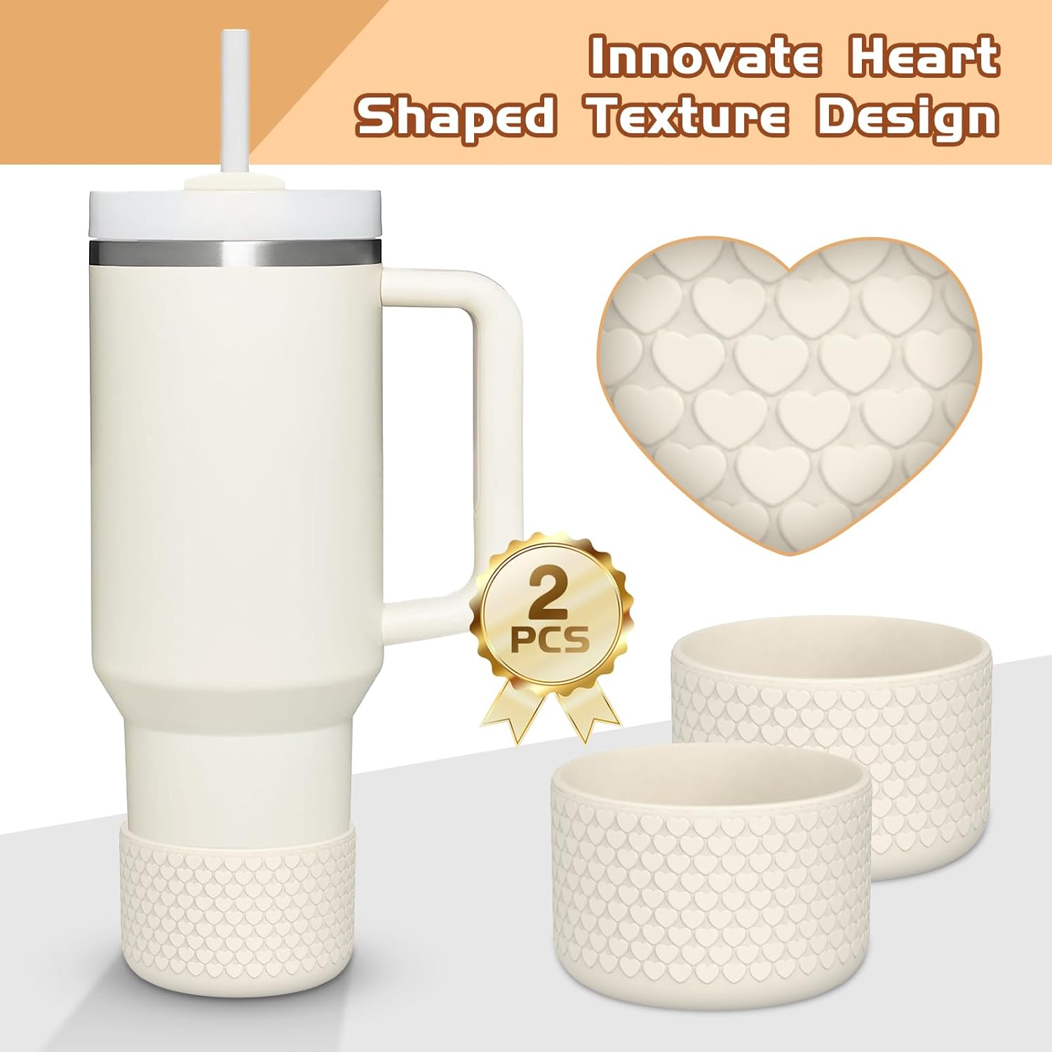 WUQID Bota de silicona con textura en forma de corazón compatible con Stanle Quencher H2.0 e IceFlow Flip de 20 onzas, 30 onzas, 40 onzas y Hydro