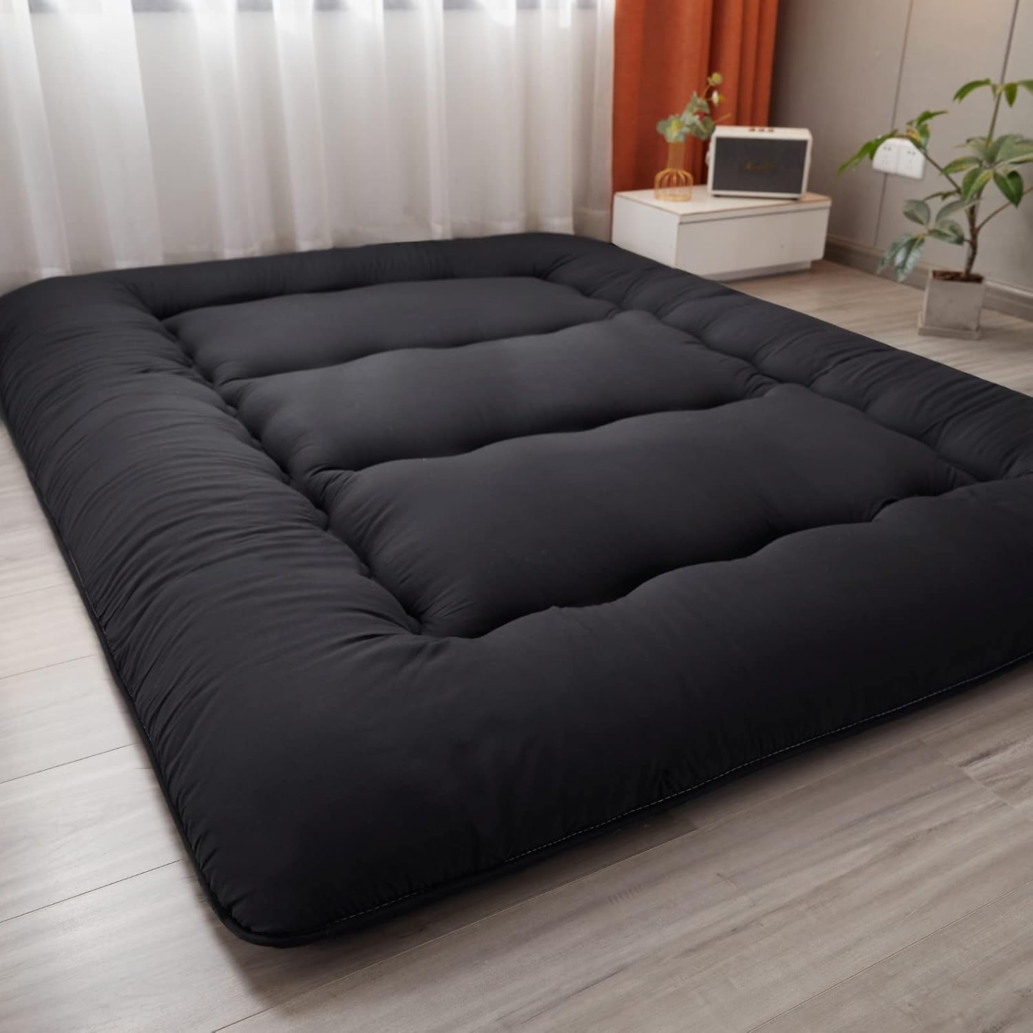 Colchón japonés de suelo futón, tapete grueso de tatami para dormir, colchón plegable enrollable para niños y niñas, protector de colchón para
