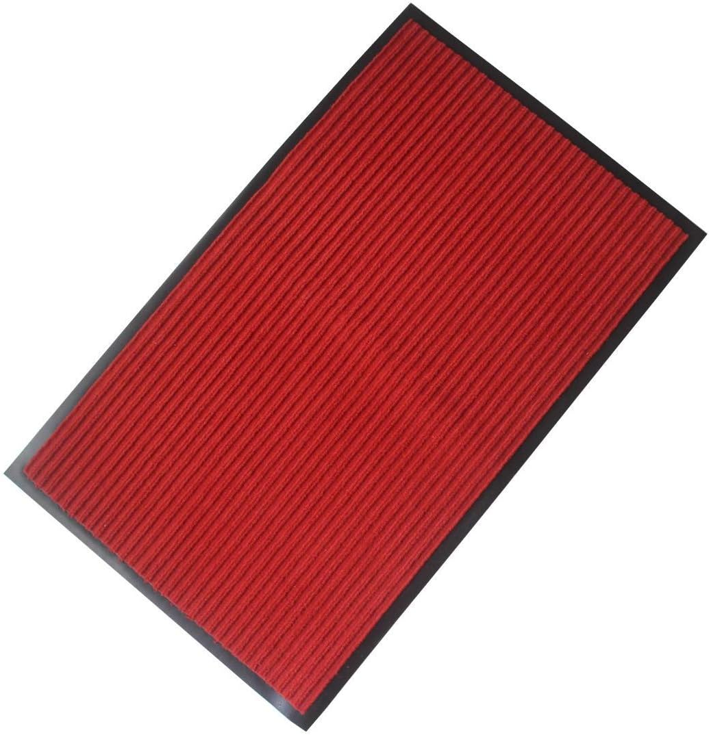 Tapete rojo de 16 x 24 pulgadas con parte trasera de goma, duradero, antideslizante, tapete de entrada para zapatos, tapete rascador de zapatos para