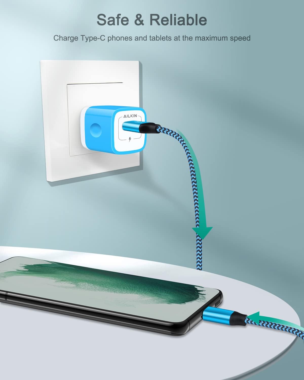 Cargador Android para Samsung Galaxy S24 S23 S22 Ultra S21+ A14 5G iPhone 15 Pro Max 15Pro 15 Plus, Google Pixel 8 7 Pro 6 6a 5 USB C Bloque de