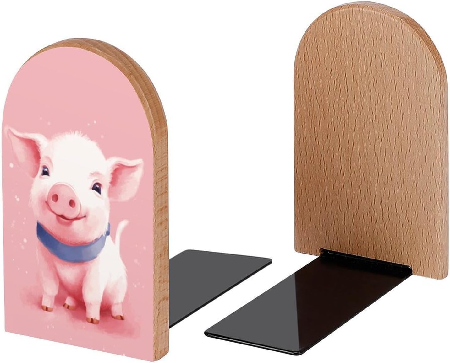 Lindos sujetalibros decorativos de madera de cerdo rosa para estantes, habitación de los niños, escritorio, oficina en casa, tapones de libros para