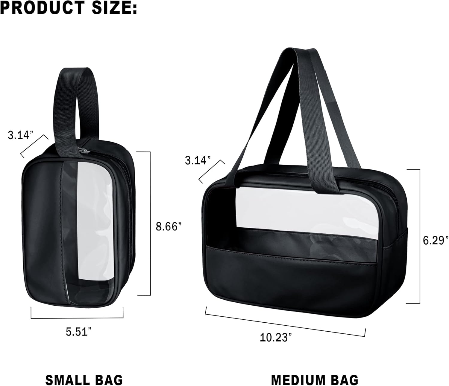 Bolsa de maquillaje transparente, juego de 2 bolsas de cosméticos, bolsa de maquillaje de viaje de PVC transparente, bolsa de aseo impermeable linda