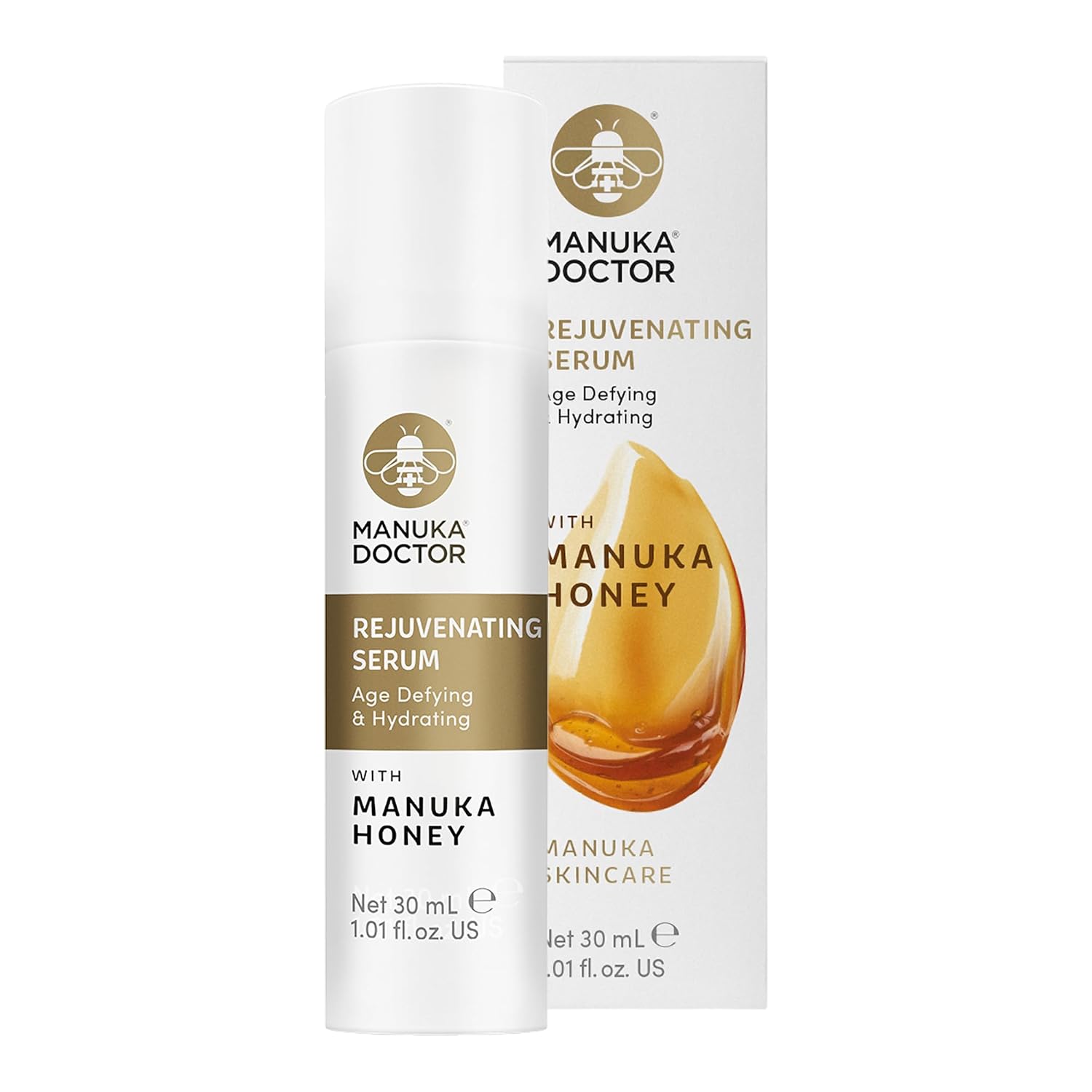 MANUKA DOCTOR Suero antienvejecimiento con miel de manuka, ácido hialurónico, propóleos, jalea real, vitamina E, aceite de rosa mosqueta, suero