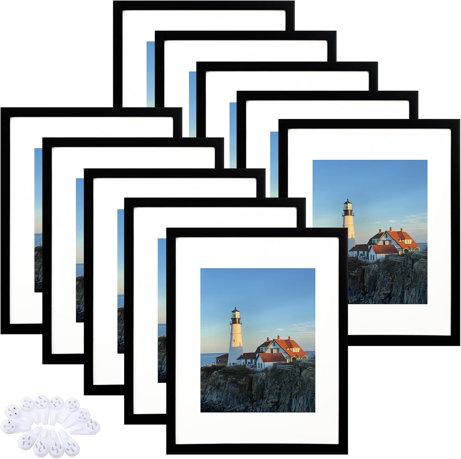 Fixwal Paquete de 10 portarretratos de 11 x 14 pulgadas en color negro, para fotos de 8 x 10 pulgadas con paspartú o de 11 x 14 pulgadas sin