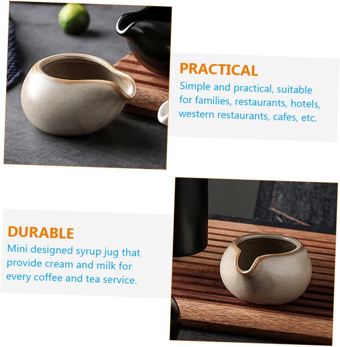 ABOOFAN Jarra de leche de cerámica, jarra para el hogar, tazas de café expreso, mini hervidor de agua, salsa, barco, crema, dispensador de leche,
